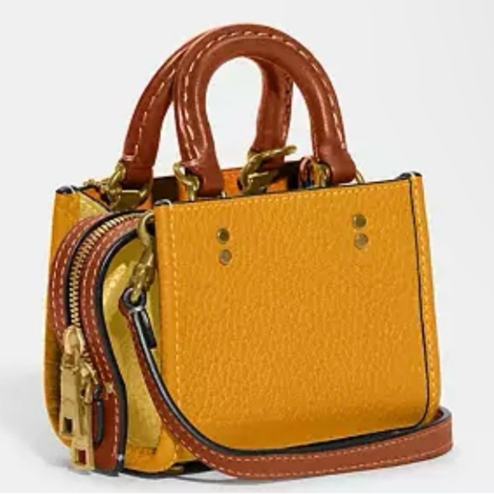 COACH 1941 ROGUE 12 COLOR-BLOCK  REGENERATIVE LEATHER  BUTTERCUP MULTI New